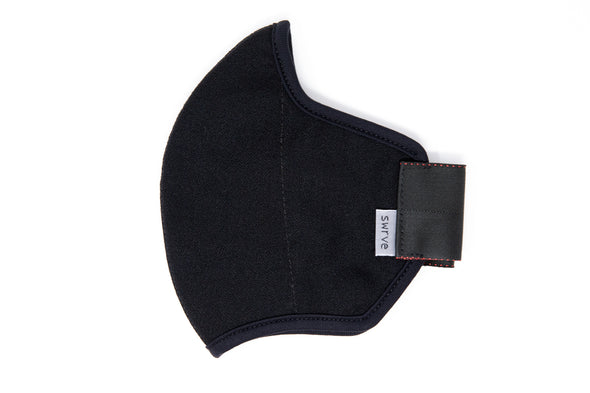 LONG 3 layer black wool crepe MASK