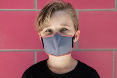 model wearing abby's kids summer cotton mask in spring