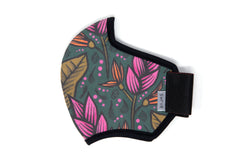 flat shot of the African cotton mask in hot pink heliconias