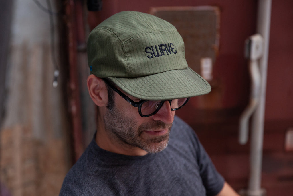 Matt wearing the swrve 1968 logo embroidered CORDURA combat wool camp hat in green