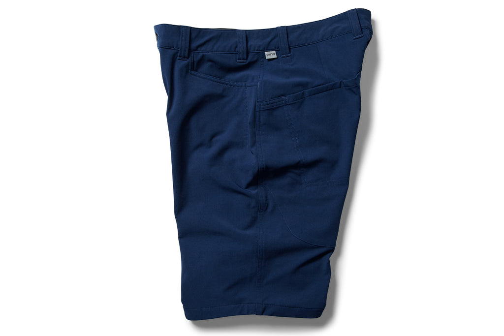 flat shot of the TRANSVERSE regular shorts in blue