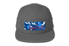 our swrve blue camo embroidered cotton camp hat in grey