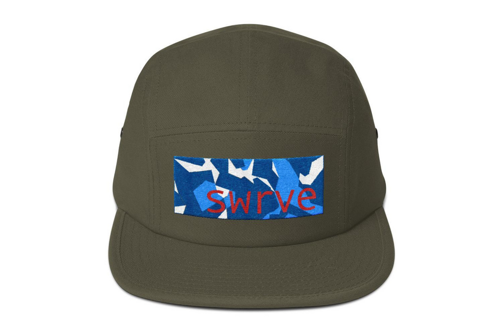 our swrve blue camo embroidered cotton camp hat in olive