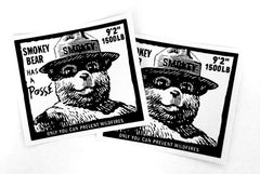 flat shot of our Smokey Bear stickers