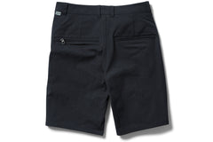 back pocket configuration of the durable cotton trouser short in black